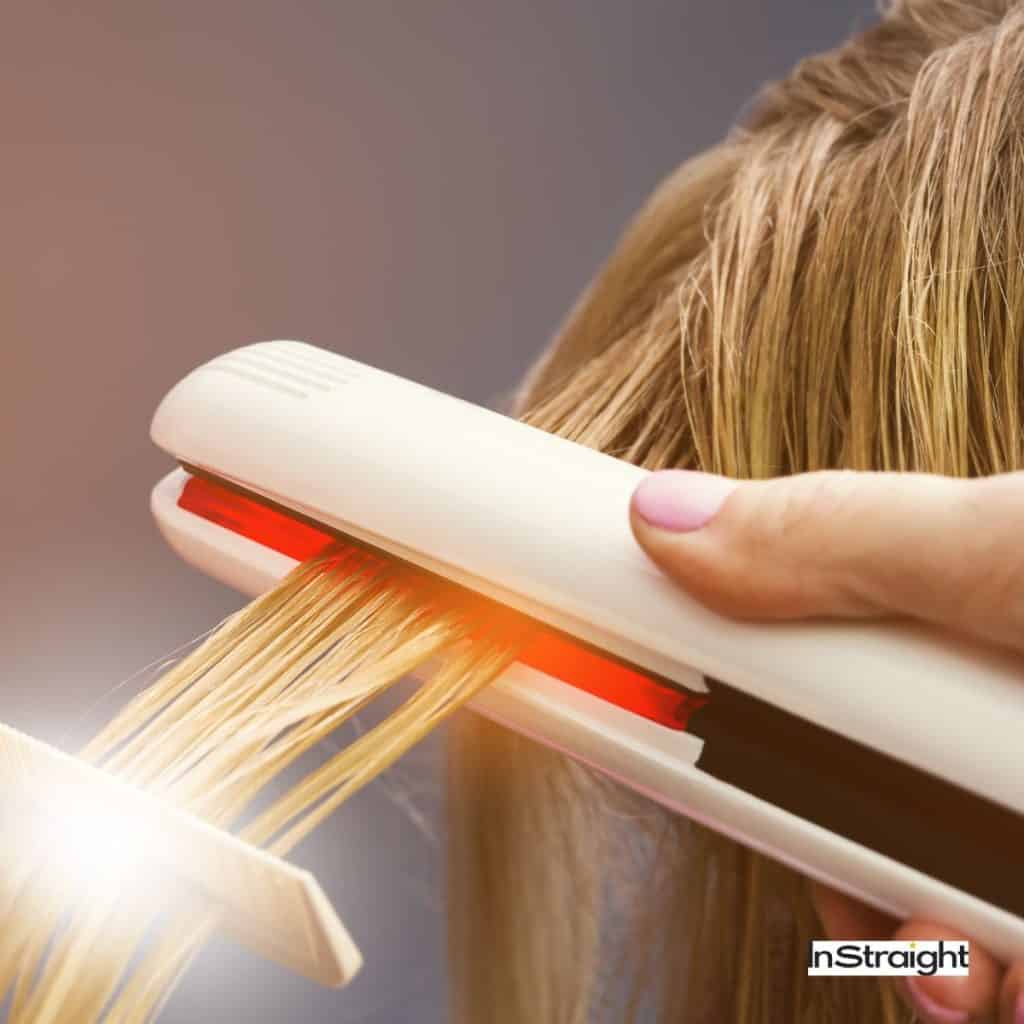 Sealing keratin treatment with a flat iron